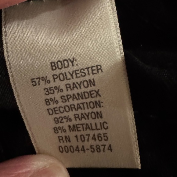 Christopher & Banks Black and Gold Embellished 3/4 Sleeve Blouse size Medium - Picture 7 of 7